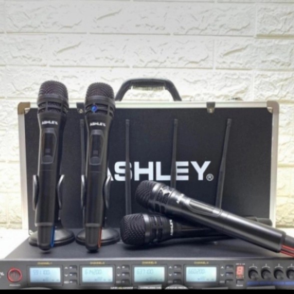 Mic Wireless 4 Handle Multy Freq + Hardcase Ashley MC Four Unit Baru - Garansi Resmi