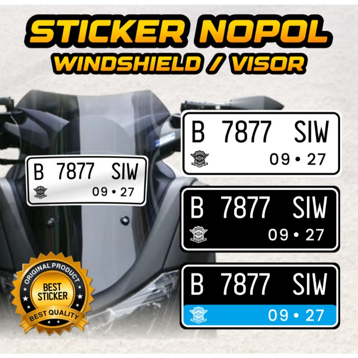 PROMO STICKER STIKER PLAT NOMOR WINDSHIELD / VISOR MOTOR / MOBIL BBM / LISTRIK
