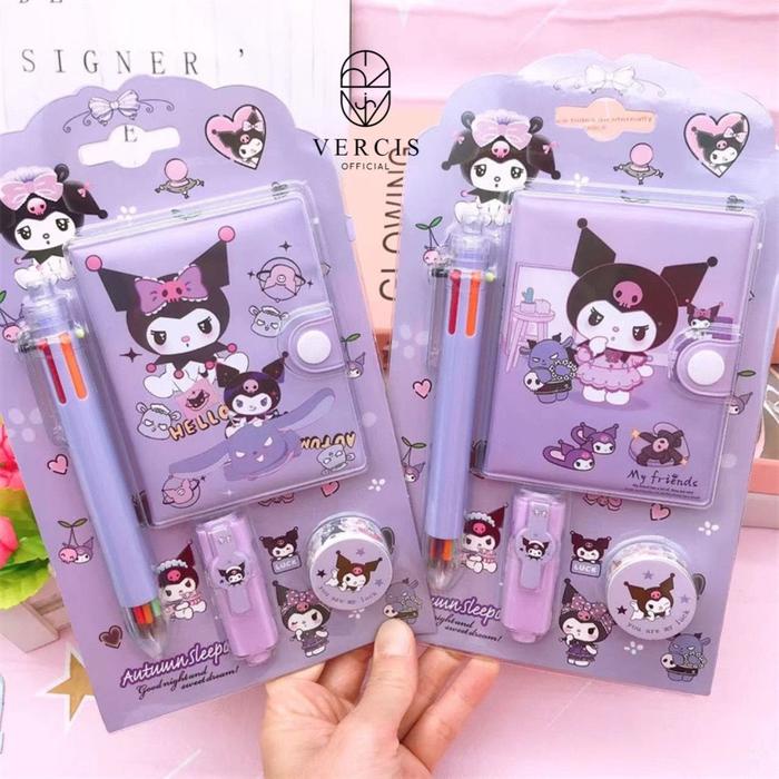 

Buku Diary 4in1 Buku Memo Anak Sekolah Notebook Alat Tulis Anak Karakter Kuromi Cinnamoroll Melody