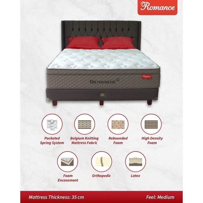 Kasur Romance Orthomedic Plus 180X200 (Full Set) Springbed Orthopedic