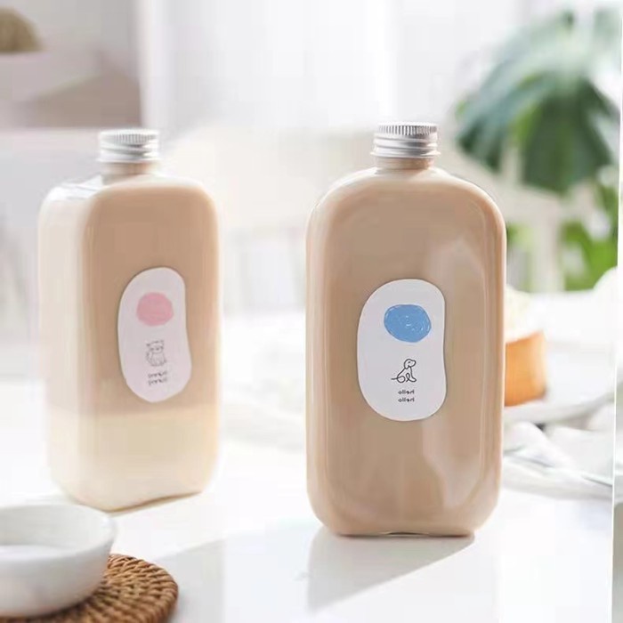 

Ready Stok" Transparent Plastic Bottle With Aluminum Lid 300 Ml / Aesthetic Bottle