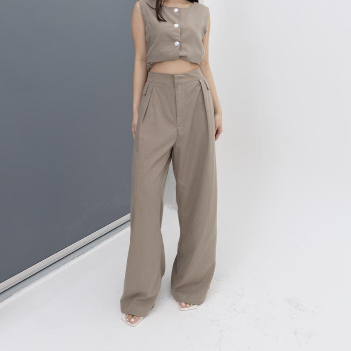CAIRO PANTS - Celana Panjang Wanita Straight Wide Highwaist Pants Basic Korean Long Trousers Murah