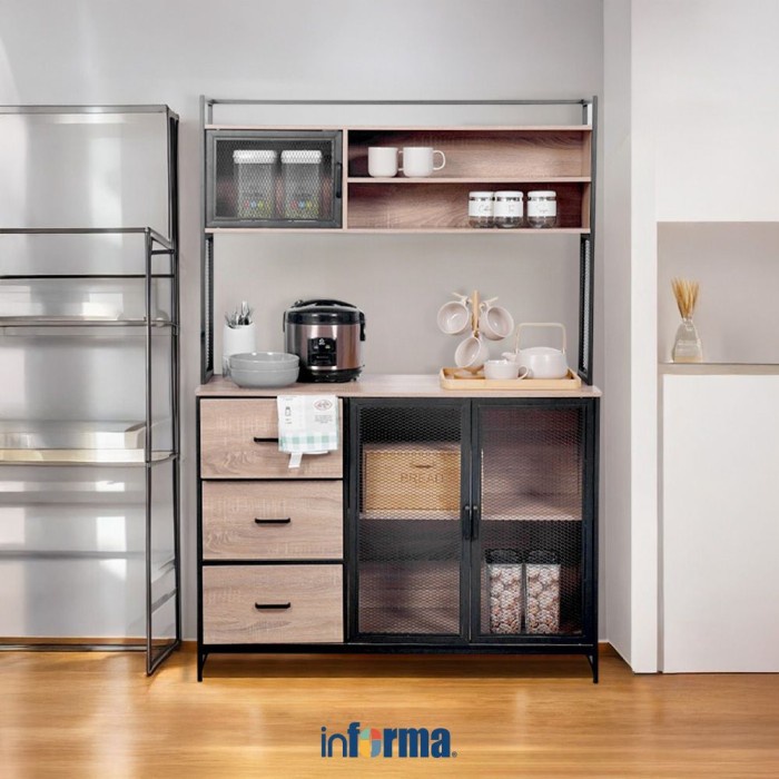 NEW Informa Horvat Kabinet Dapur Tinggi - Hitam/Cokelat Kayu Kitchen Cabinet Lemari Kabinet