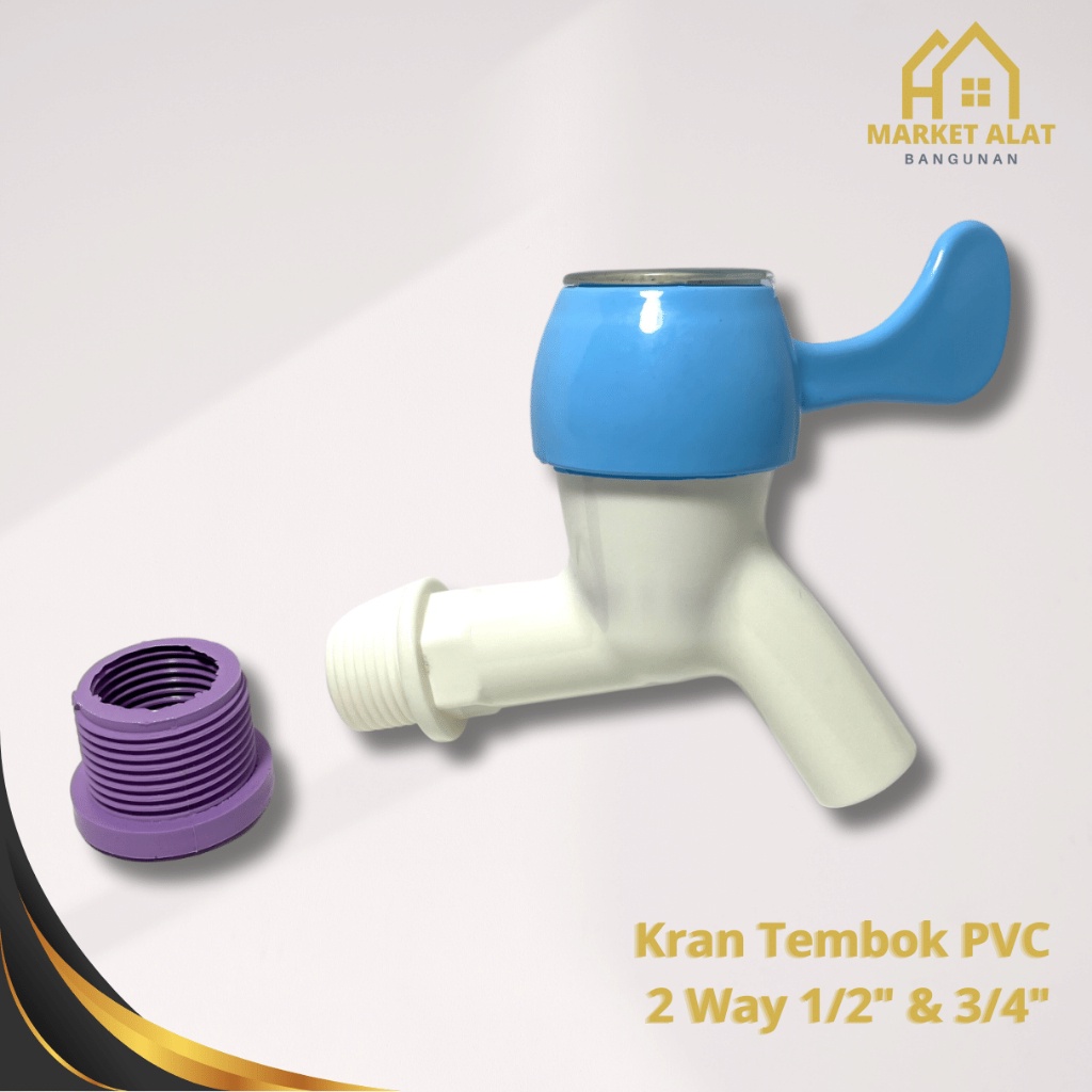 Hjk Kran Tembok PVC 2 Way 1/2 3/4