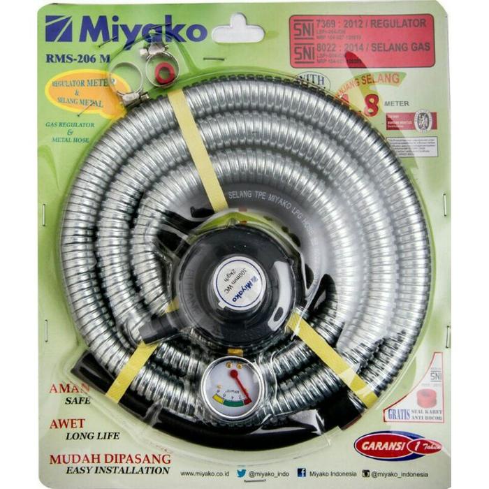 SELANG REGULATOR MIYAKO RMS-206 M 1,8M / REGULATOR KOMPOR GAS MIYAKO RMS206M / REGULATOR MIYAKO RMS