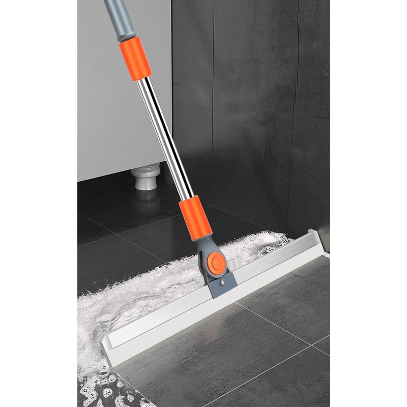 Sikat Pembersih Gagang Panjang Teleskopik Sapu Ajaib Silikon Penyeka Lantai Squeegee Strip Kaca Jend
