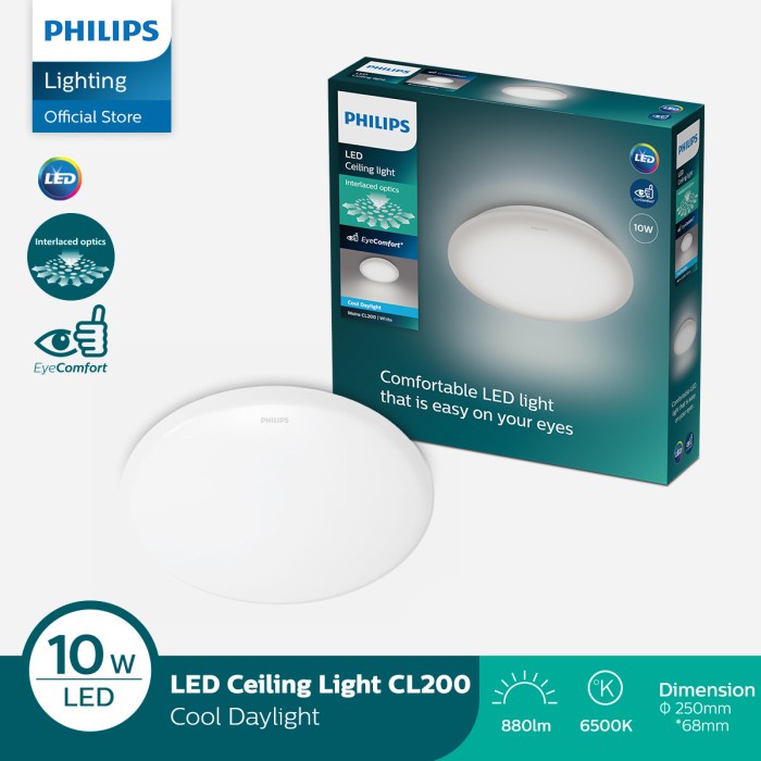 Philips Lampu Baret LED Ceiling Cl200 10W 65K Putih