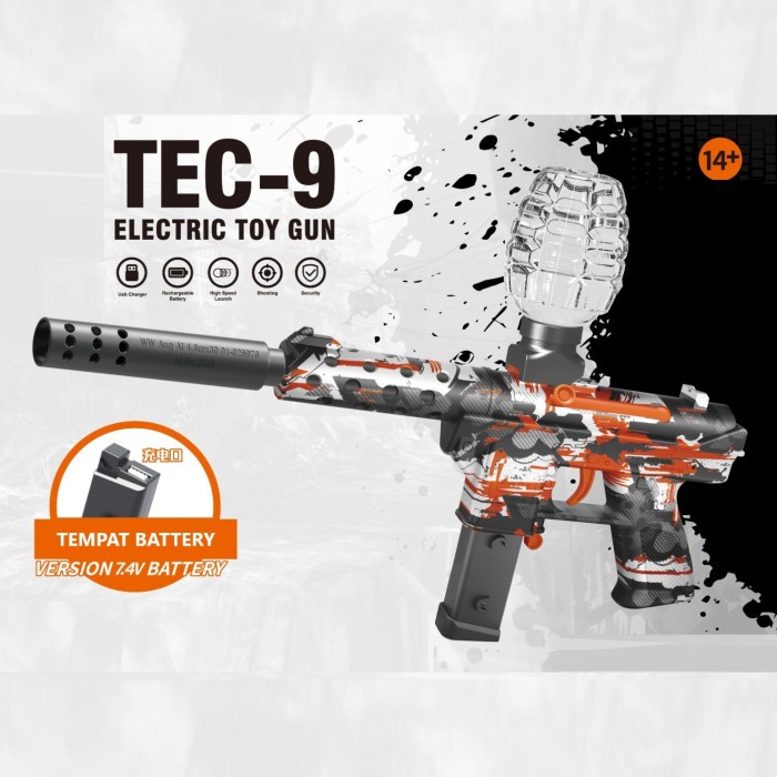 SALE  MAINAN ANAK BTC-3039 TEC-9 ELECTRIC TOY GUN MAINAN TEMBAKAN OTOMATIS BUBBLE SERU ANAK
