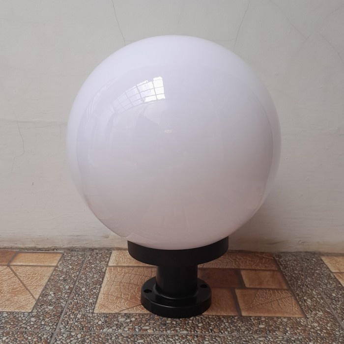 kap lampu taman pilar bulat susu diameter 30cm