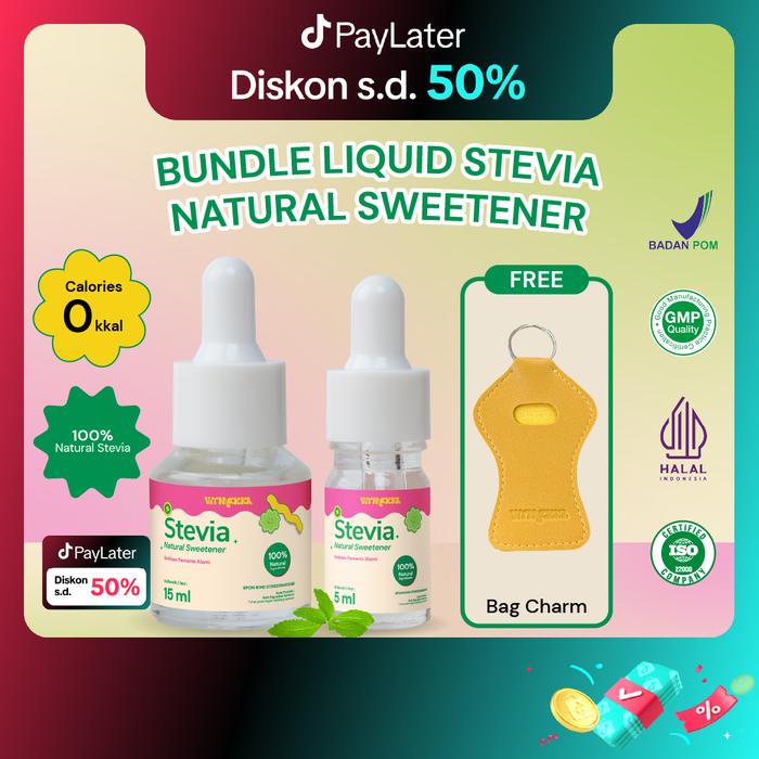 Free Bag Charm [Bundle] Stevia 15Ml+5Ml Vitmaker Liquid Stevia Pemanis Alami (Pengganti Gula) Halal