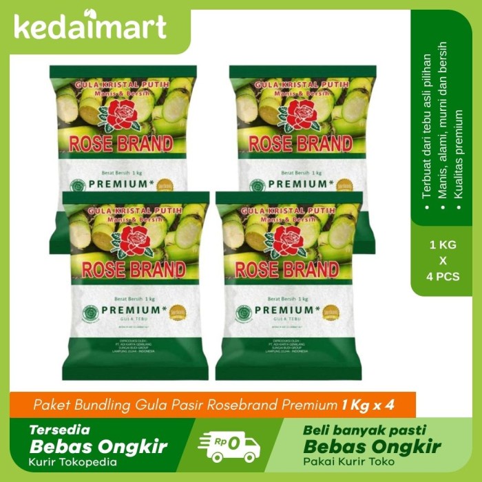 

Paket Bundling Gula Pasir Rosebrand Premium 1 Kg X 4