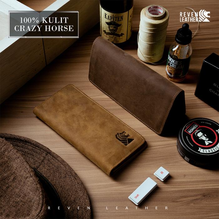 Dompet Panjang Pria Kulit Asli Reven Gavin Wallet Bahan Crazy Horse