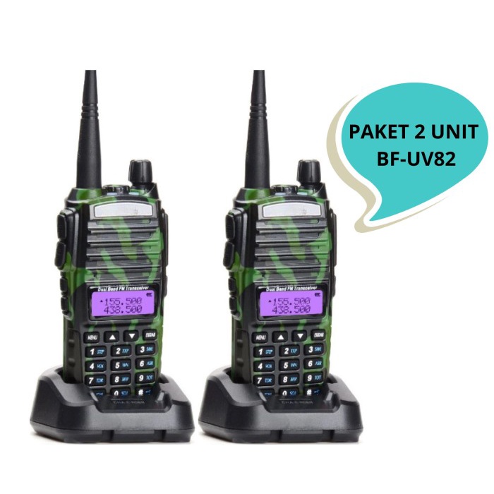 READY STOK ORIBAOFENG PAKET 2 UNIT HT BF-UV82 DAYA 8 WATT KONEKSI OPTIMAL JANGKAUAN LUAS SINYAL KUAT