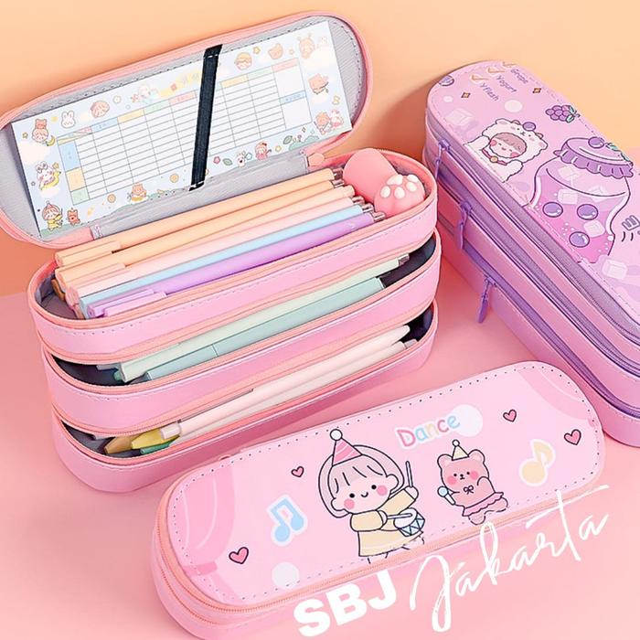 

Tempat Pensil Kotak Pensil 3 Layer Korean Style Pensil Case Sbj-Pc3L Alat Tulis