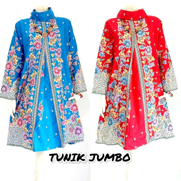 TERLENGKAP BAJU WANITA JUMBO TUNIK BATIK KEKINIAN SERAGAM PESTA KANTOR KOPEL LEBARAN Bahan KATUN