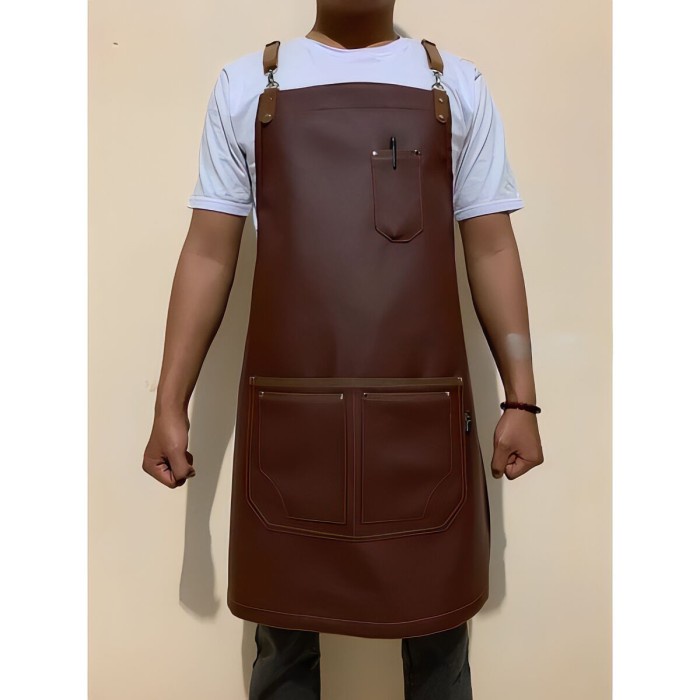 BARANG TERLARIS CELEMEK MASAK APRON BARISTA KULIT CELEMEK/APRON KULIT ASLI GARUT COD