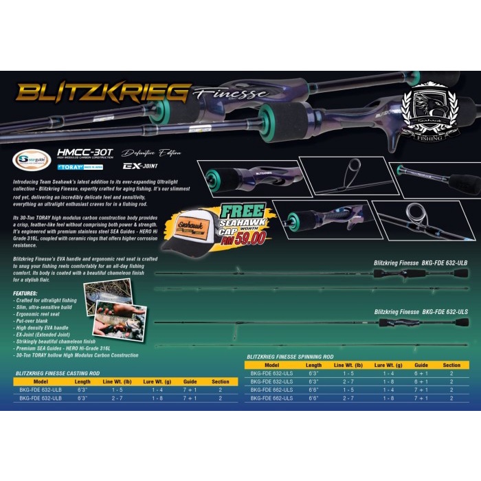 Rod SPINNING TEAM SEAHAWK BLITZKRIEG FINESSE