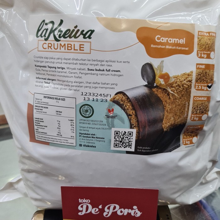

Ready Stok" La Kreiva Crumble Caramel Fine 2.5Kg