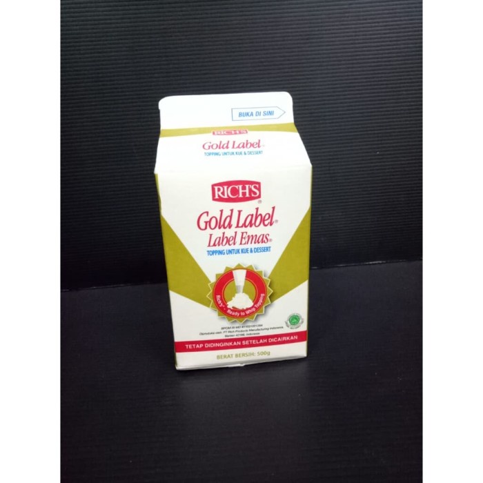 

Ready Stok" Rich'S Gold Label Topping Untuk Kue & Dessert 454Gram Whipping Cream