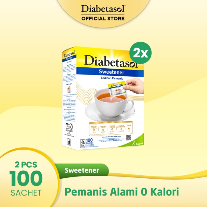 

Twin Pack Diabetasol Sweetener No Calories 100X1.5G