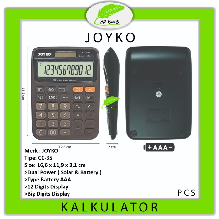 

Calculator / Kalkulator Joyko Cc-35 / 12 Digits / Check Correct
