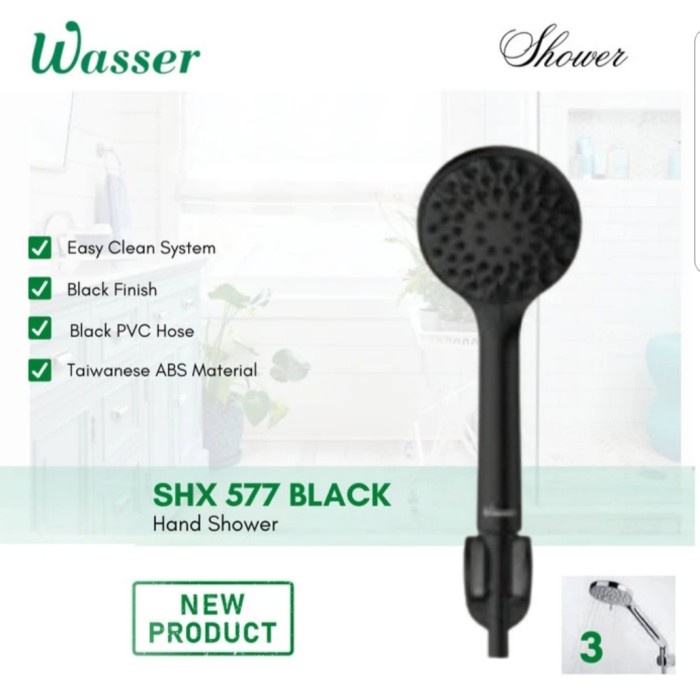 ~~~] Wasser Shower Mandi / Hand Shower Set Warna Hitam tipe SHX-577 BLACK