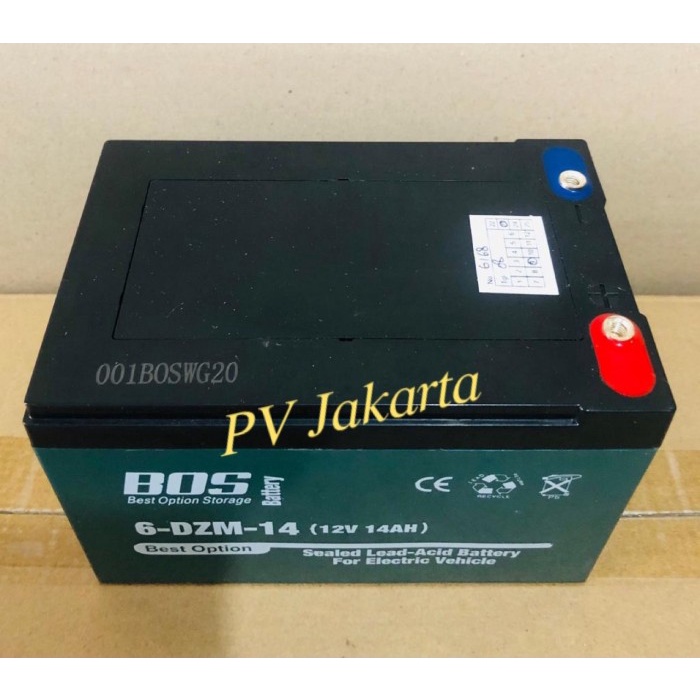 Aki Sepeda Listrik BOS 6-DZF-12 / 6-DZF-14 / 6-DZM-14 (12V 12 / 14Ah)