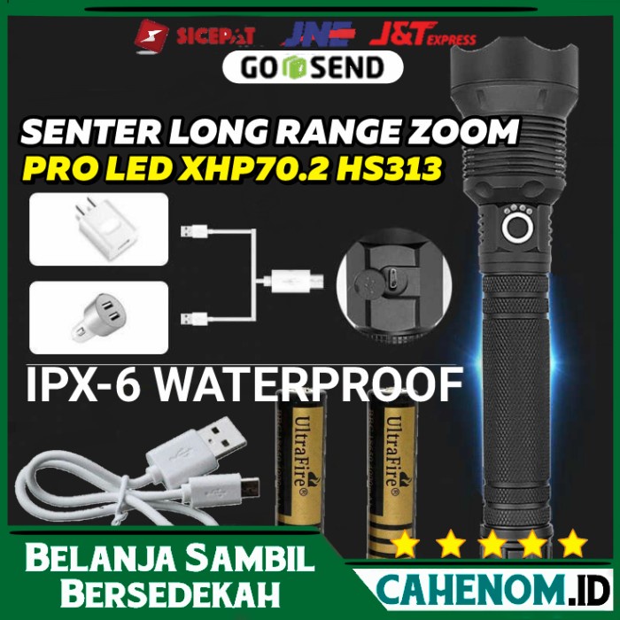 Senter LED Super Terang XHP70 WATERPROOF