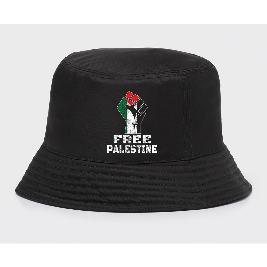 Topi Bucket Palestina Free Palestine raised fist logo