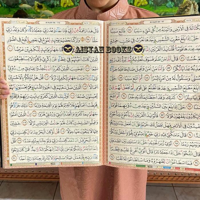 

Produk Viral Alquran Alkubro Ukuran Jumbo B4 Terjemah Khat Terbesar Waqaf Ibtida Bendera Quran Cod