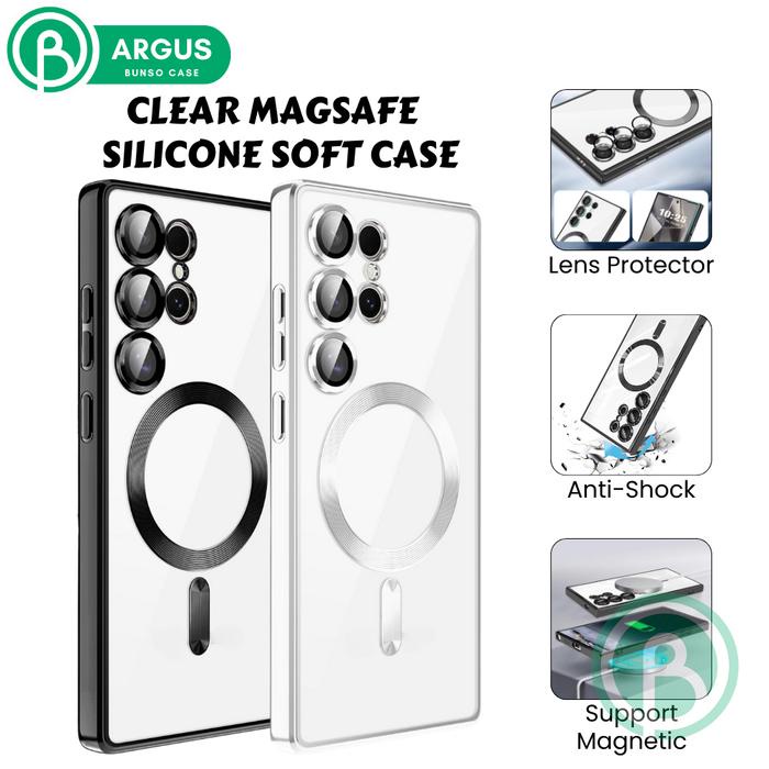 New  Bunso Argus Soft Case Untuk Sam S25 Ultra Plus Fe S24 S23 S22 S21 5G Clear Magnetic Slim