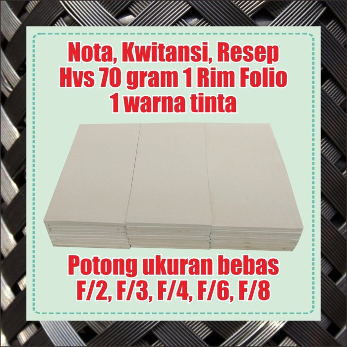 

Buku Resep, Kwitansi, Memo Hvs 70gr 1Rim Folio TERLARIS/TERMURAH/TERPOPULER