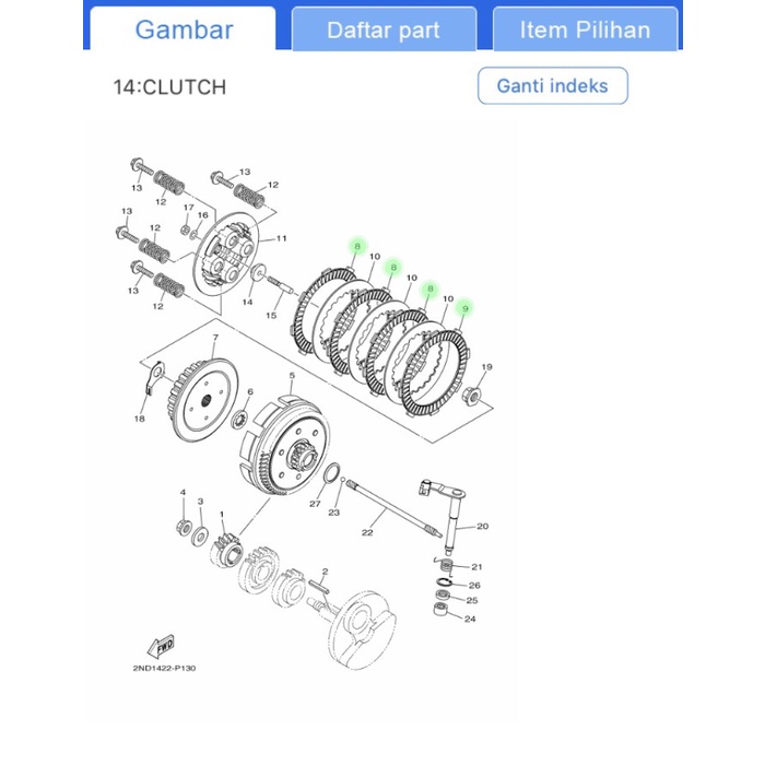 TOP KAMPAS KOPLING MX KING/XABRE 2PV E6321 00 + 2UP E6331 00 YGP -