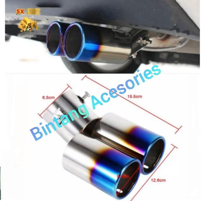 Stok Terbatas Mufler Ujung Knalpot Mobil Civic Turbo 2 Lubang Pelangi