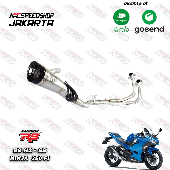 Termurah Knalpot R9 H2 Ss Carbon All New Ninja250 Fi 2018 / Ninja400 Fullsystem
