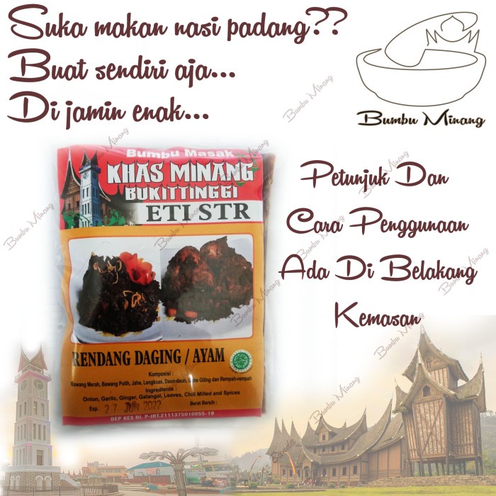 

TERJAMIN bumbu minang rendang daging Eti STR khas rumah makn Padang bukittinggi