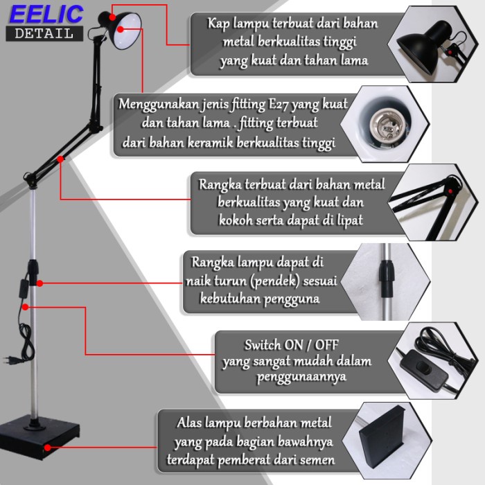TERMURAH - EELIC ELC-J018 LAMPU ARSITEK STANDING LAMP LAMPU BELAJAR ARSITEK MODEL