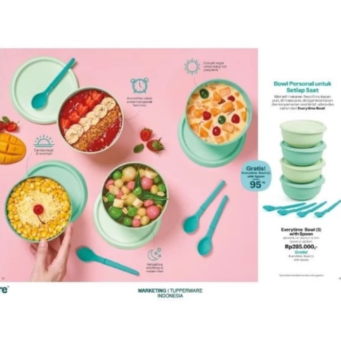 Tupperware vivid bowl set (4) kotak makan bulat mangkuk