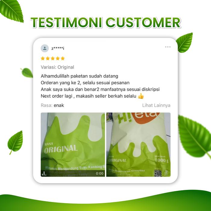 

terbaru !!! susu kambing etawa bubuk 1 kilogram kualitas terbaik - varian original - hieta ready