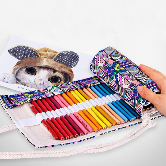 

JTTOP" BOHEMIAN TAS PENSIL GULUNG CANVAS 36 / 48 / 72 SLOT / COLOUR PENCIL CASE SLOTS / TAS TEMPAT