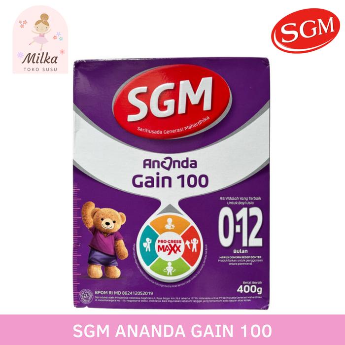 terbaru !!! sgm ananda gain 100 400 gram susu formula bayi anak pertumbuhan 0-12 bulan gain 100 susu