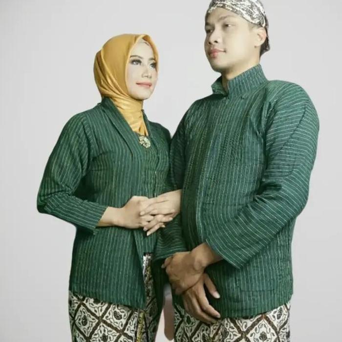 STOK TERBATAS Baju lurik adat jawa pria dan wanita Baju couple lurik hijau surjan lurik pria dewasa