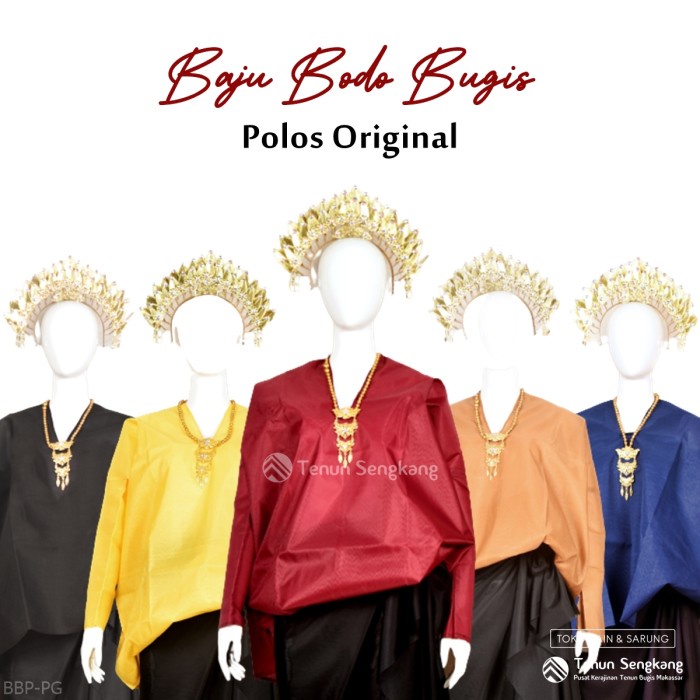 PROMO Baju Bodo Adat Bugis Makassar Polos Original Lengan Panjang BBP-PG