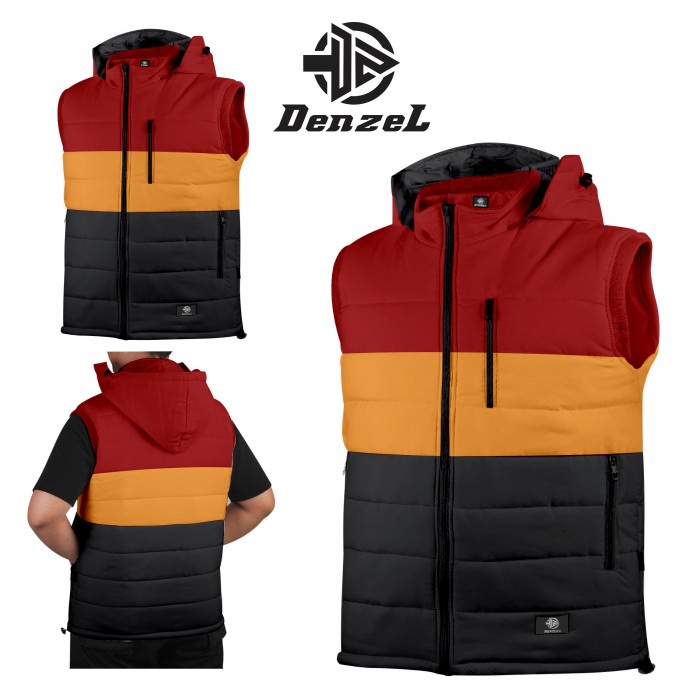 DENZEL DZ 034 Jerman - Jaket Rompi - Jaket motor Pria Denzel Merah Kuning Hitam