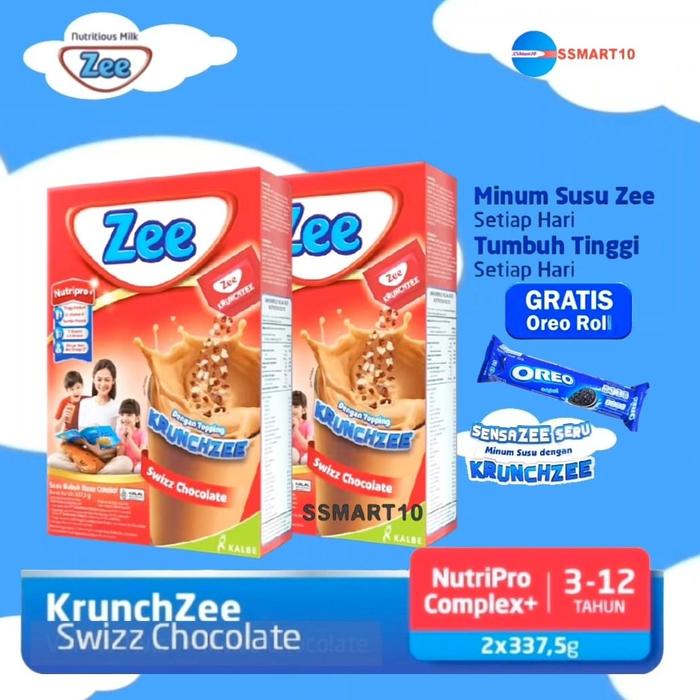 

terbaru !!! zee reguler 2x320 gr box [free oreo roll] milk ready