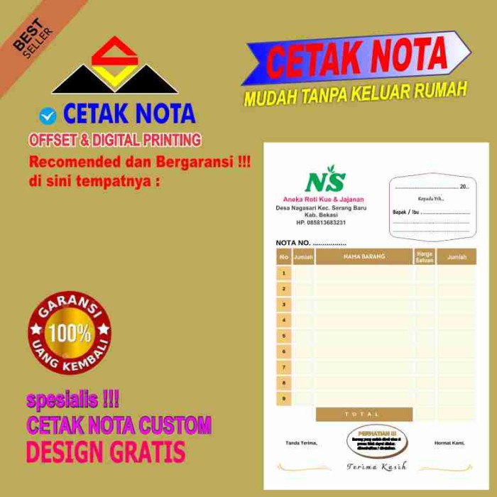 

custom nota/ bon/surat jalan TERLARIS/TERMURAH/TERPOPULER