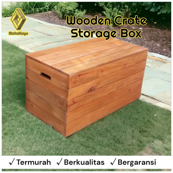 Wooden crate kotak peti kayu tutup storage box penyimpanan serbaguna 5