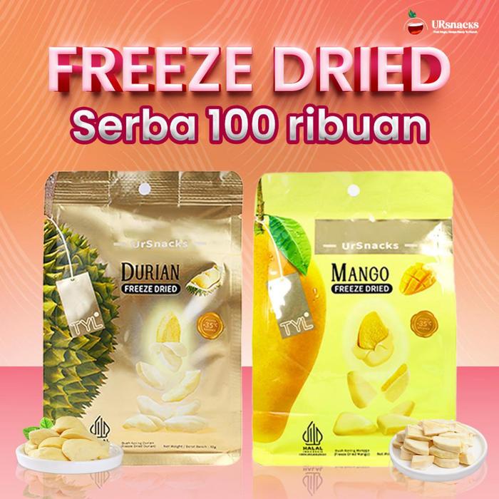 

URSNACKS BUNDLE 100RBAN - FREEZE DRIED KERIPIK DURIAN 32gr, MANGO 32gr, STRAWBERRY 22gr, APPLE 22gr,