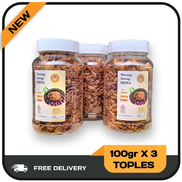 

Bawang Goreng Asli Brebes ( 100gr X 3 Toples ) Tanpa MSG, Tanpa Campuran Ubi Spices