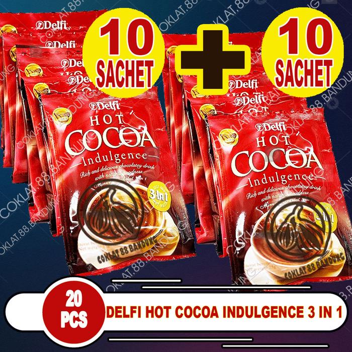 

Delfi Hot Cocoa Renceng Isi 20 pcs, Coklat Delfi Hot Chocolate Drink Indulgence Cokelat Mix 3 In 1